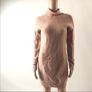 Cashmere mock turtleneck sweater dress pink